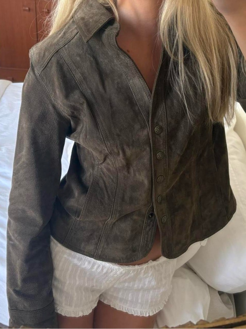 Women’s Brown Suede Button-Front Jacket